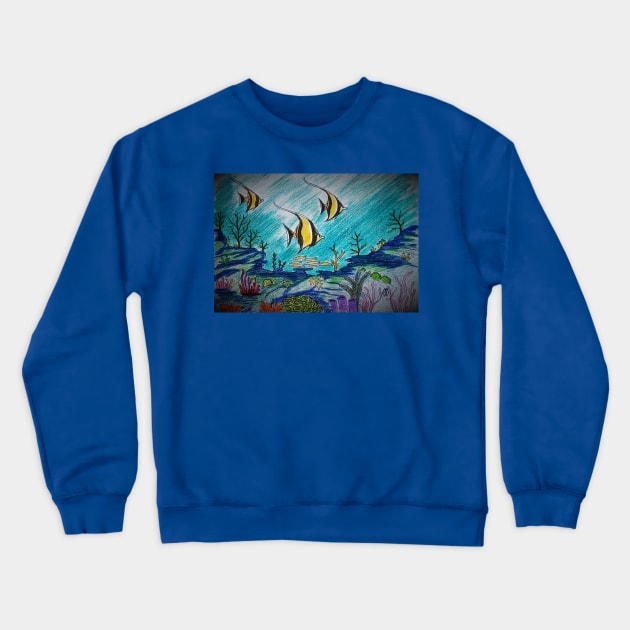 Moorish idols in the coral reef Crewneck Sweatshirt by Matt Starr Fine Art